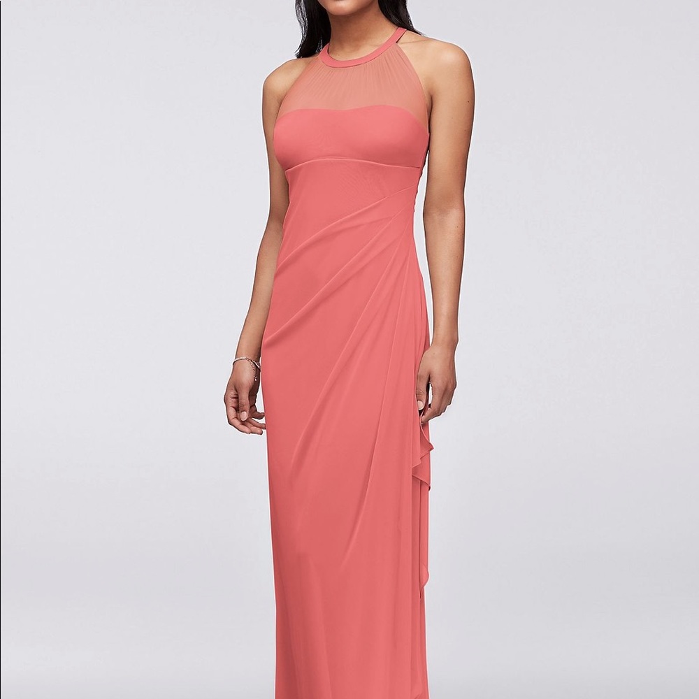 Long Mesh Dress with Illusion Halter Neck